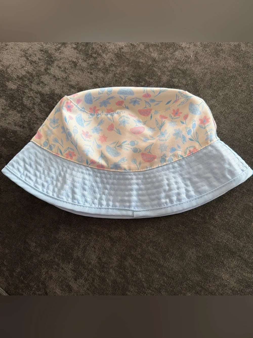 Toddler Girls Floral Bucket Hat with Frozen Print - Light Blue & Pink